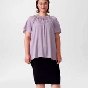 UNIVERSAL STANDARD‎ Eros Top Blouse Elderberry Stretch Cupro Vegan Silk M 18-20